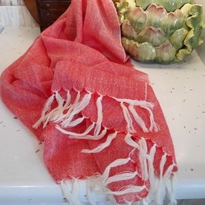 Millars red and cream wool scarf
